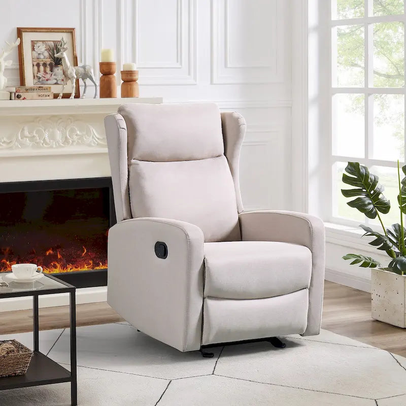 Modern Rocking Recliner Chair with Adjustable Backrest and Lumbar Support