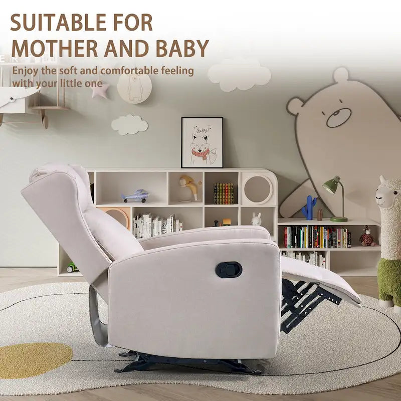Modern Rocking Recliner Chair with Adjustable Backrest and Lumbar Support