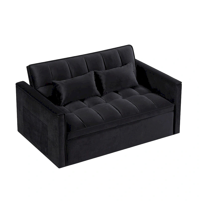 Modern Convertible Sofa Bed with Adjustable Backrest and Storage Pouches
