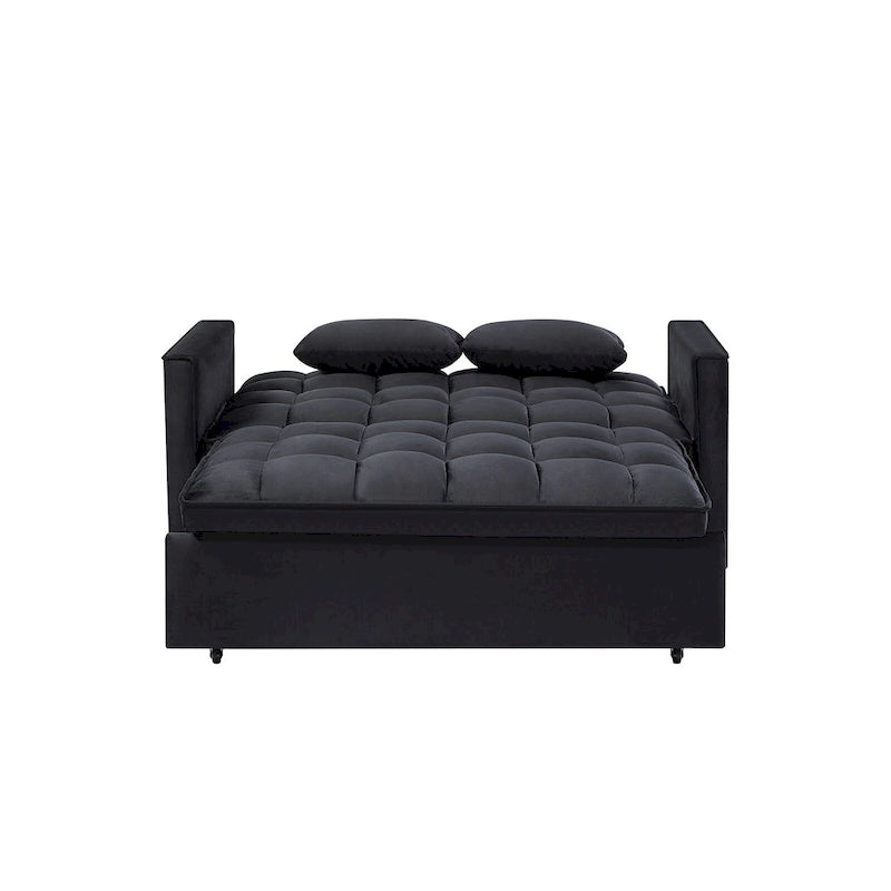 Modern Convertible Sofa Bed with Adjustable Backrest and Storage Pouches
