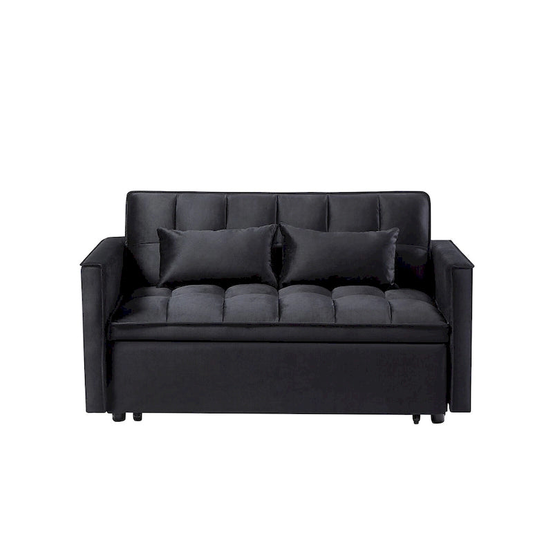 Modern Convertible Sofa Bed with Adjustable Backrest and Storage Pouches