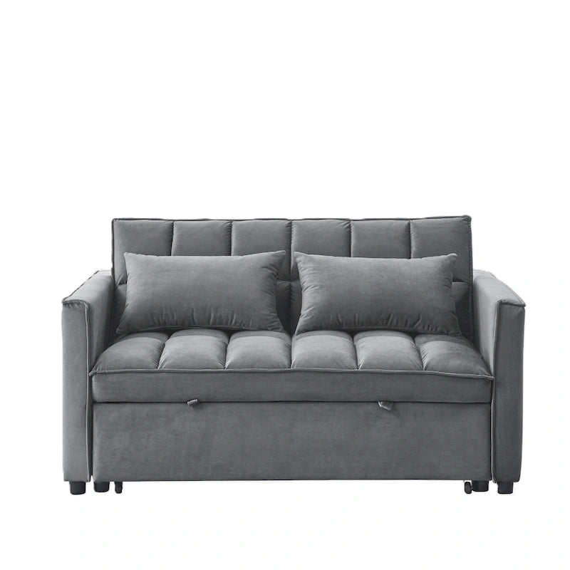 Modern Convertible Sofa Bed with Adjustable Backrest and Storage Pouches