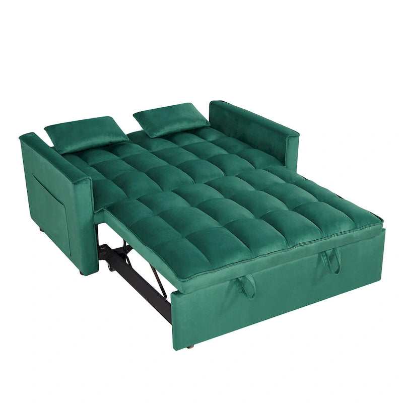 Modern Convertible Sofa Bed with Adjustable Backrest and Storage Pouches