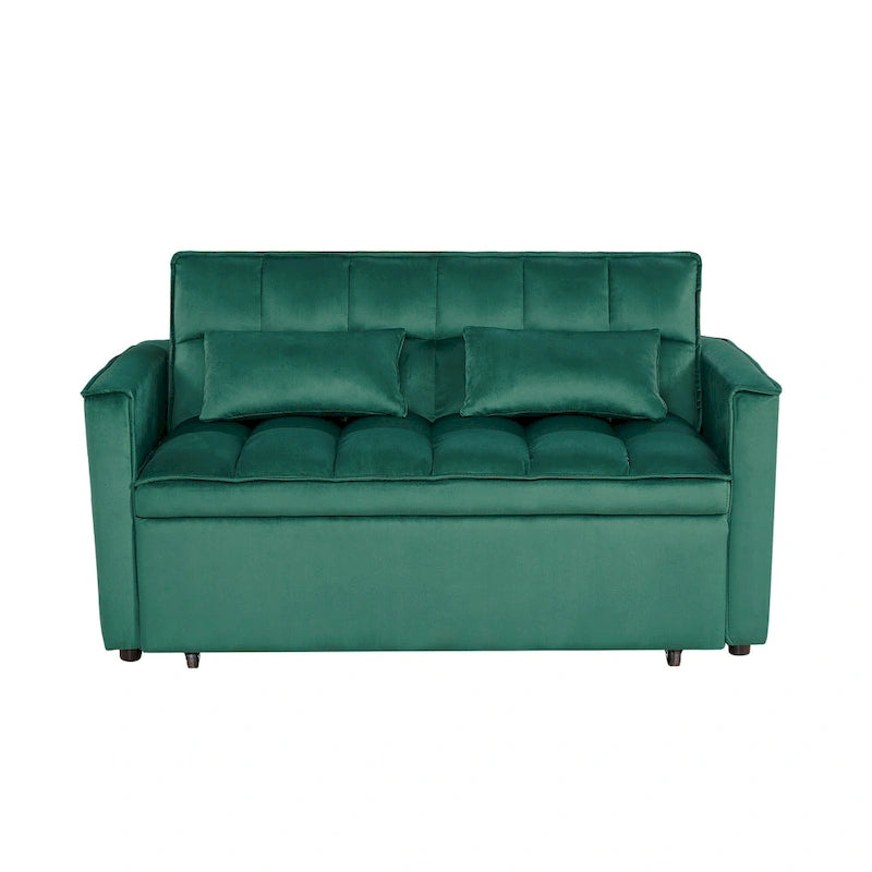 Modern Convertible Sofa Bed with Adjustable Backrest and Storage Pouches