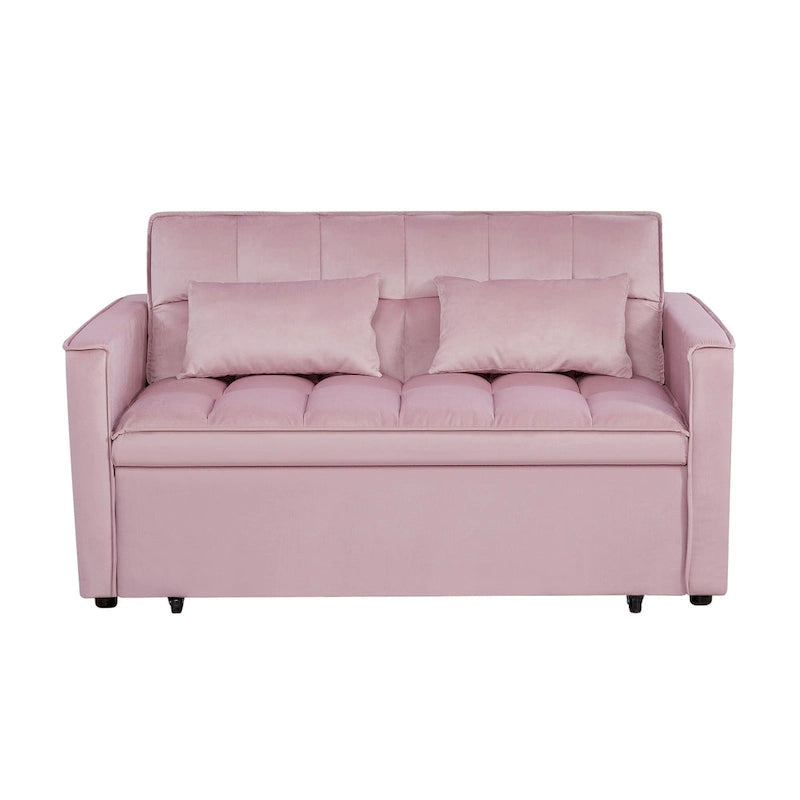 Modern Convertible Sofa Bed with Adjustable Backrest and Storage Pouches