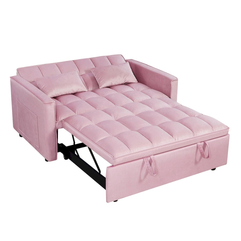 Modern Convertible Sofa Bed with Adjustable Backrest and Storage Pouches