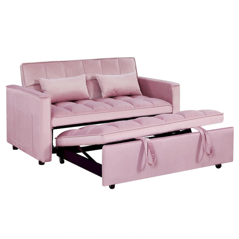 Modern Convertible Sofa Bed with Adjustable Backrest and Storage Pouches