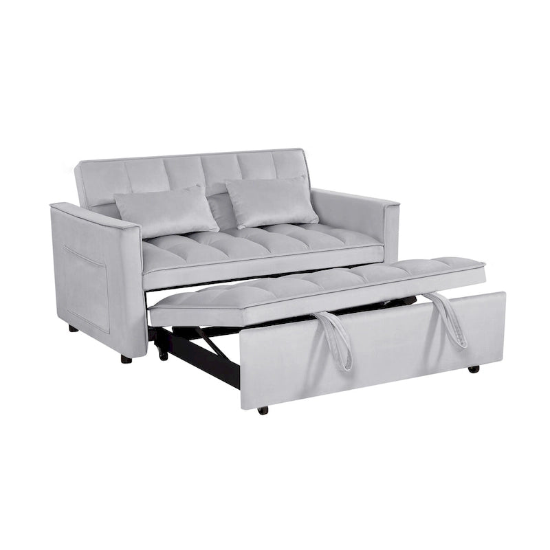 Modern Convertible Sofa Bed with Adjustable Backrest and Storage Pouches