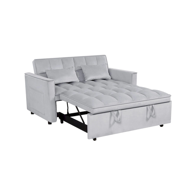 Modern Convertible Sofa Bed with Adjustable Backrest and Storage Pouches