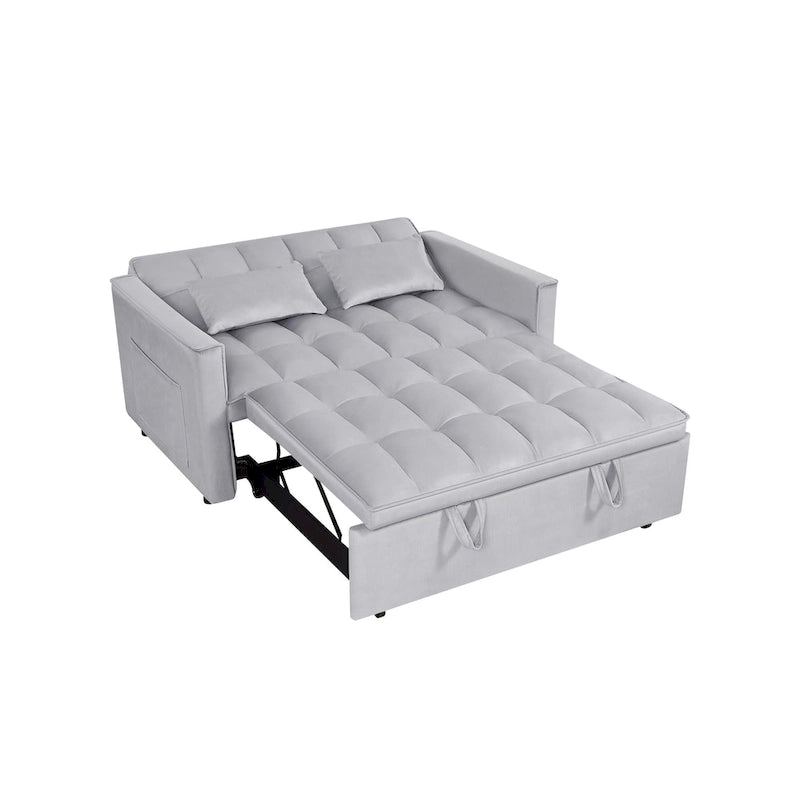 Modern Convertible Sofa Bed with Adjustable Backrest and Storage Pouches