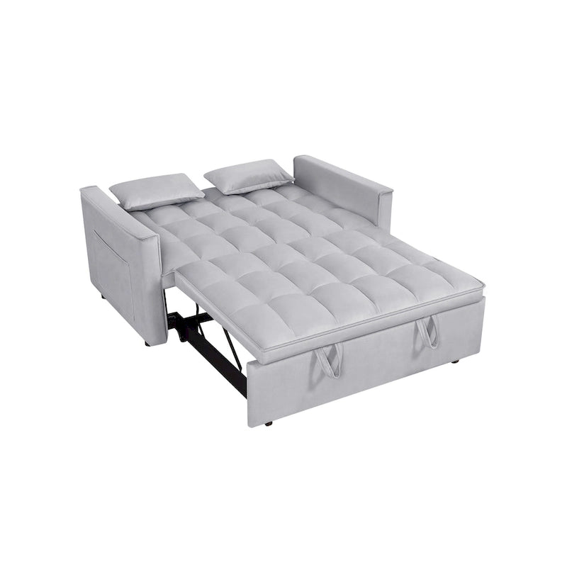 Modern Convertible Sofa Bed with Adjustable Backrest and Storage Pouches