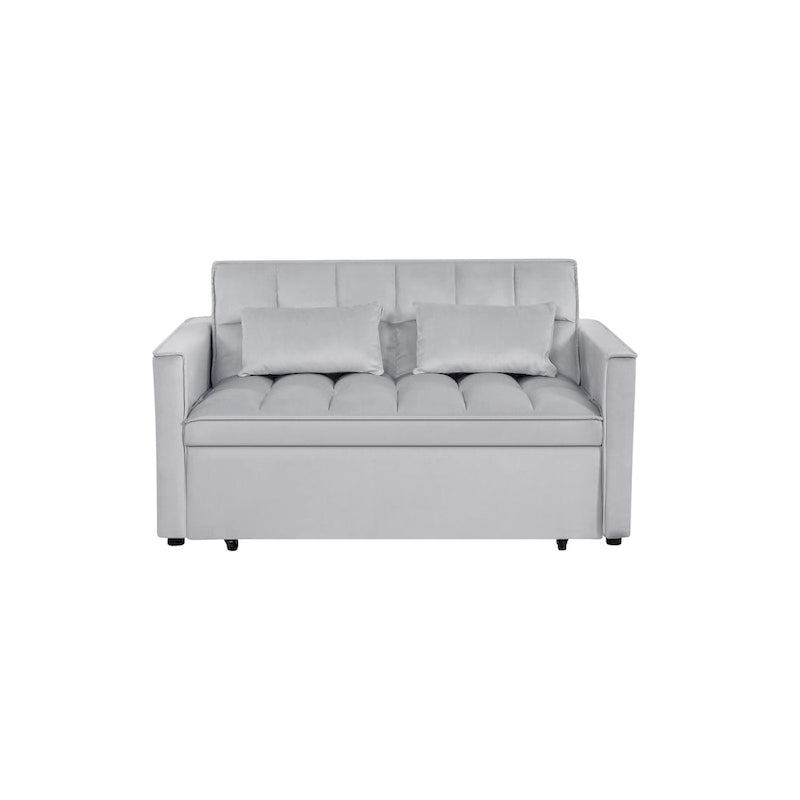 Modern Convertible Sofa Bed with Adjustable Backrest and Storage Pouches
