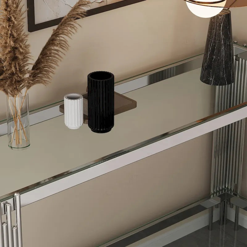 Sophisticated Double-Layer Tempered Glass Console Table