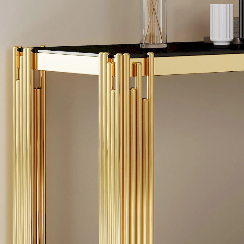Sophisticated Double-Layer Tempered Glass Console Table