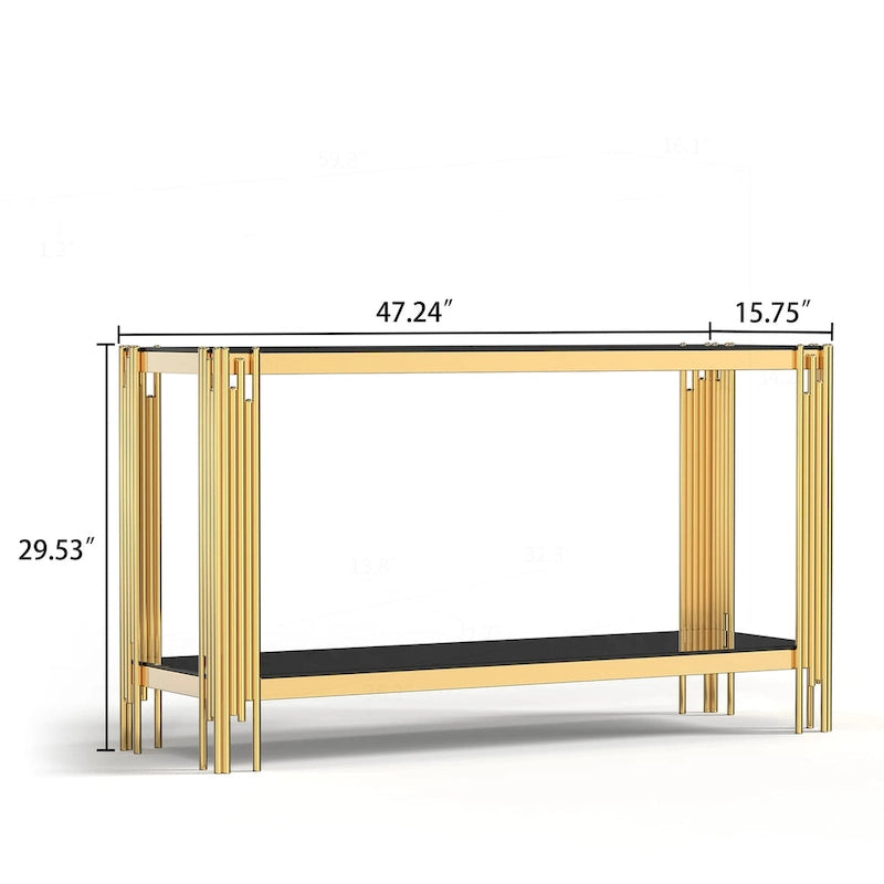 Sophisticated Double-Layer Tempered Glass Console Table