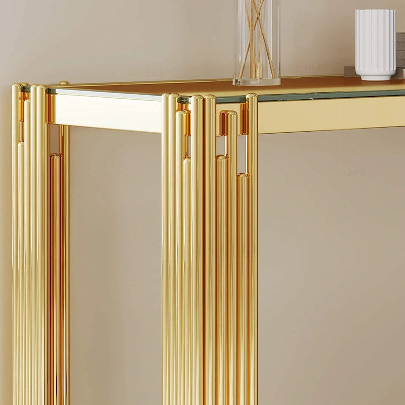 Sophisticated Double-Layer Tempered Glass Console Table