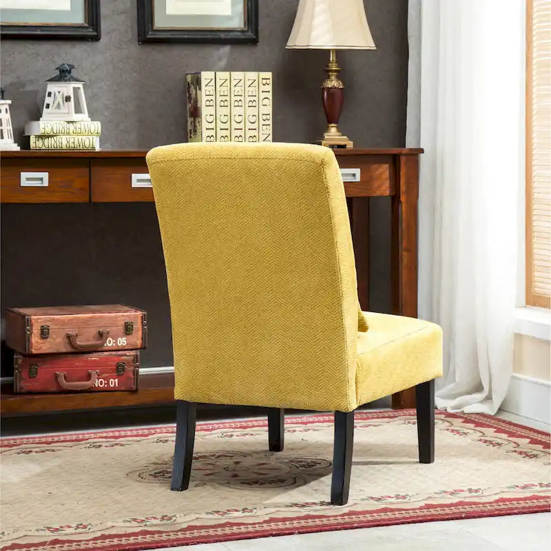 Modern Armless Upholstered Accent Chair with Pillow and Tapered Legs