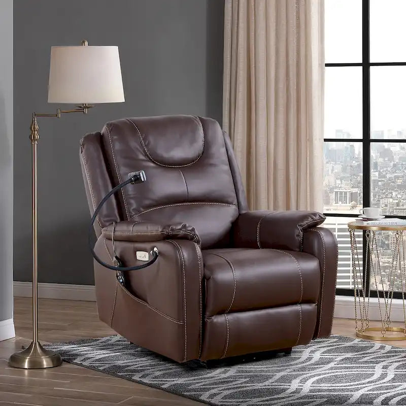 Power Recliner Chair with Massage, Heating, USB Port and Phone Holder