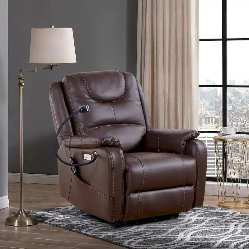 Power Recliner Chair with Massage, Heating, USB Port and Phone Holder