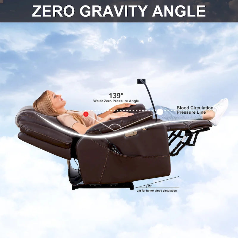 Power Recliner Chair with Massage, Heating, USB Port and Phone Holder