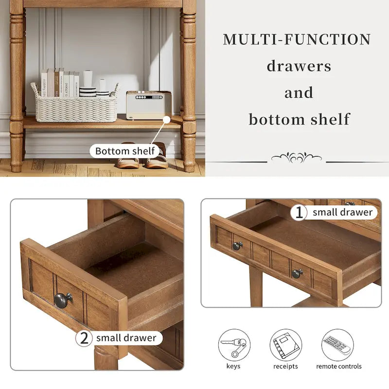 Classic Console Table with Three Storage Drawers and Bottom Shelf