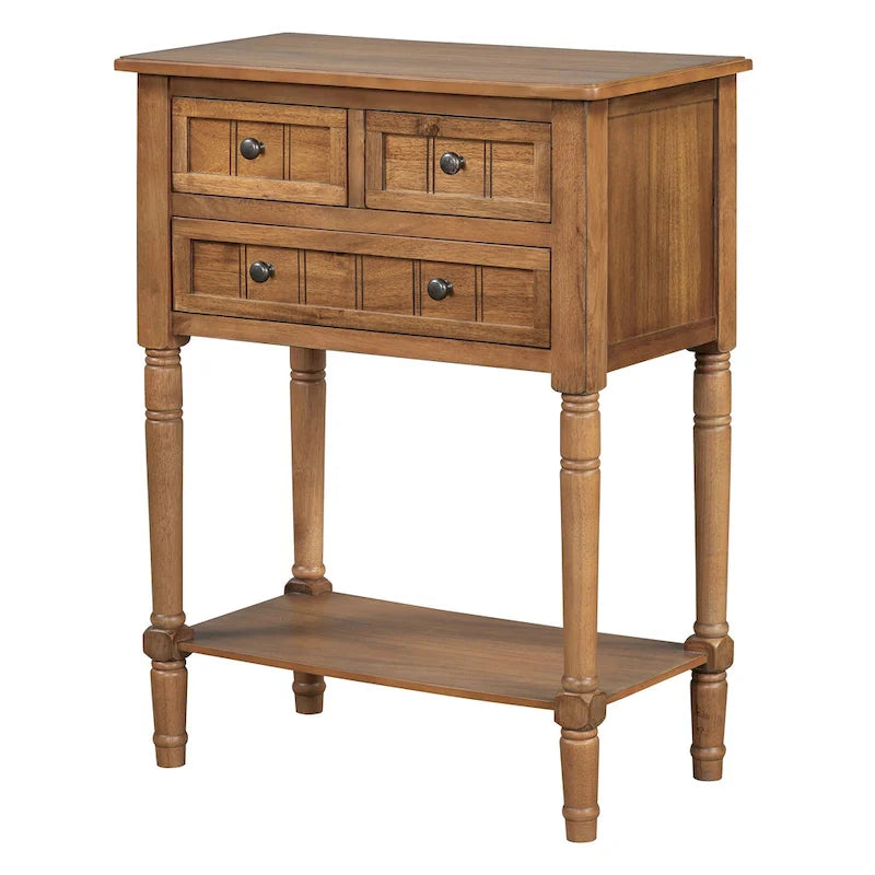 Classic Console Table with Three Storage Drawers and Bottom Shelf