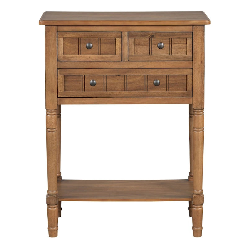 Classic Console Table with Three Storage Drawers and Bottom Shelf