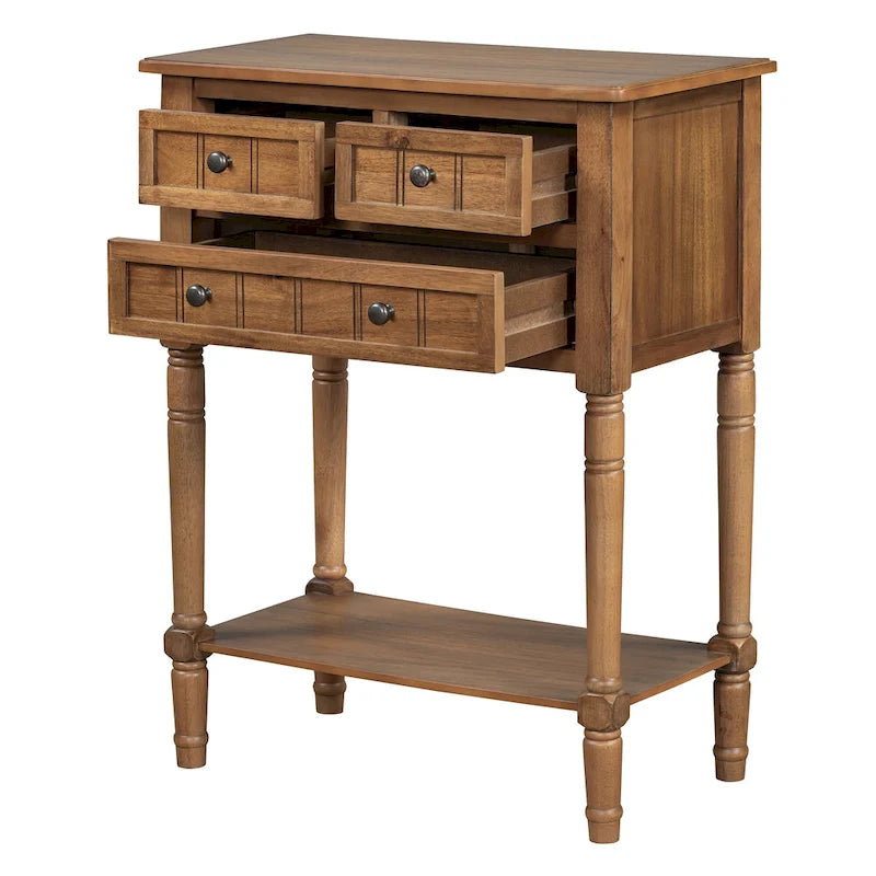 Classic Console Table with Three Storage Drawers and Bottom Shelf