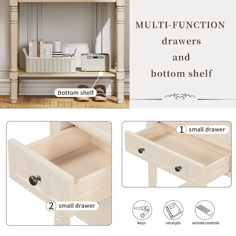 Classic Console Table with Three Storage Drawers and Bottom Shelf