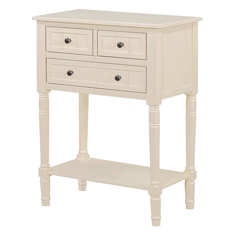 Classic Console Table with Three Storage Drawers and Bottom Shelf