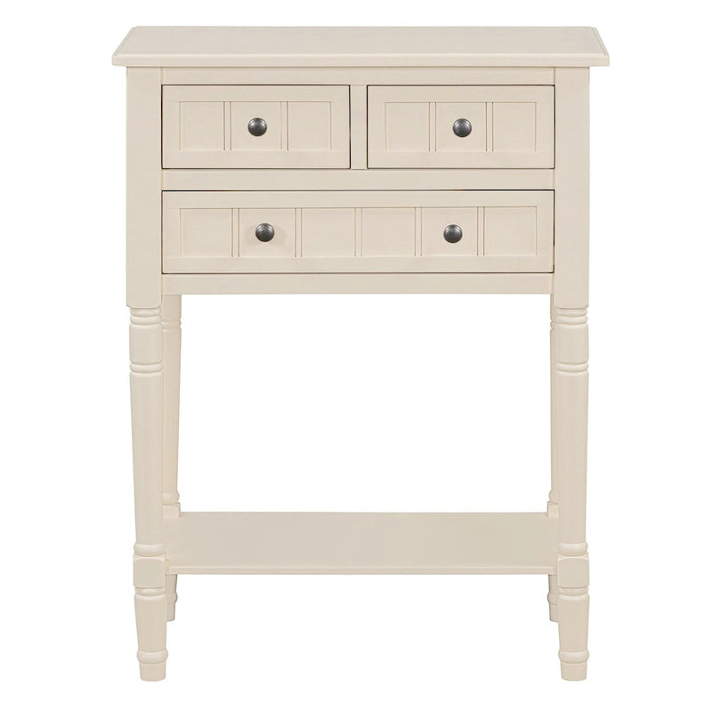 Classic Console Table with Three Storage Drawers and Bottom Shelf