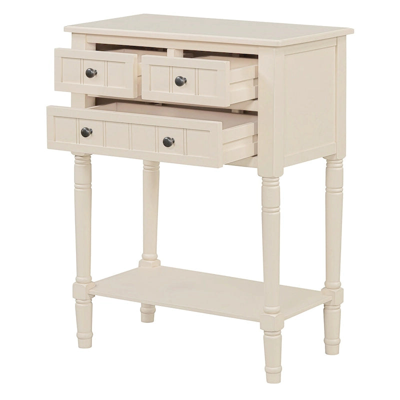 Classic Console Table with Three Storage Drawers and Bottom Shelf