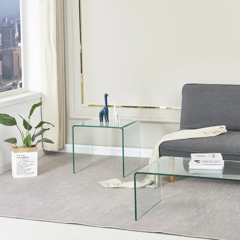 Transparent Tempered Glass Console Table