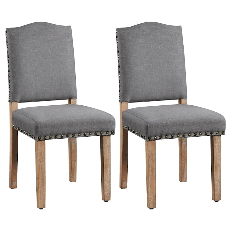 Upholstered Dining Chairs with Nailhead Trim, Set of 2