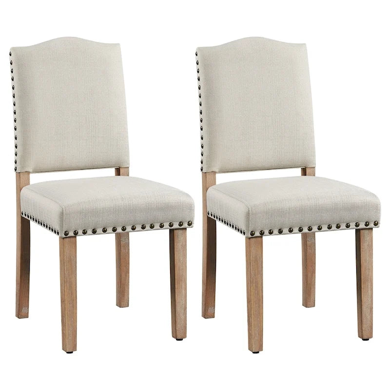 Upholstered Dining Chairs with Nailhead Trim, Set of 2