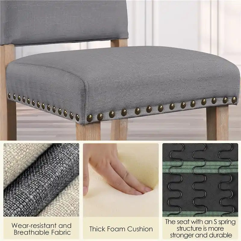 Upholstered Dining Chairs with Nailhead Trim, Set of 2