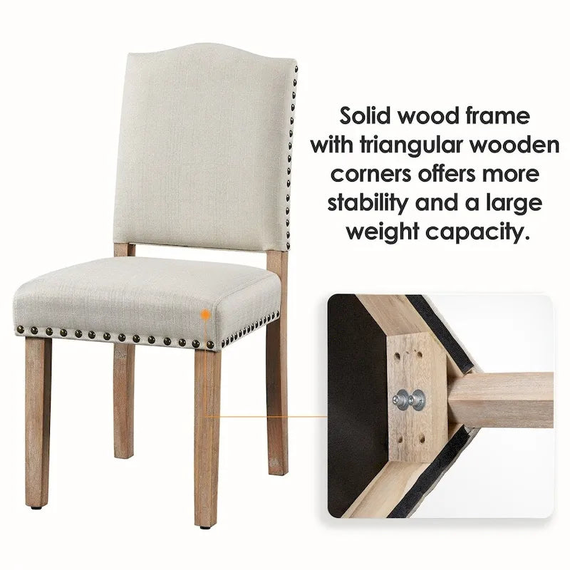 Upholstered Dining Chairs with Nailhead Trim, Set of 2