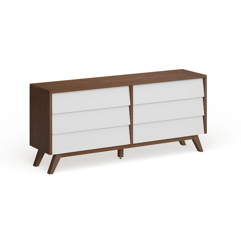 Mid-Century White and Brown Dresser