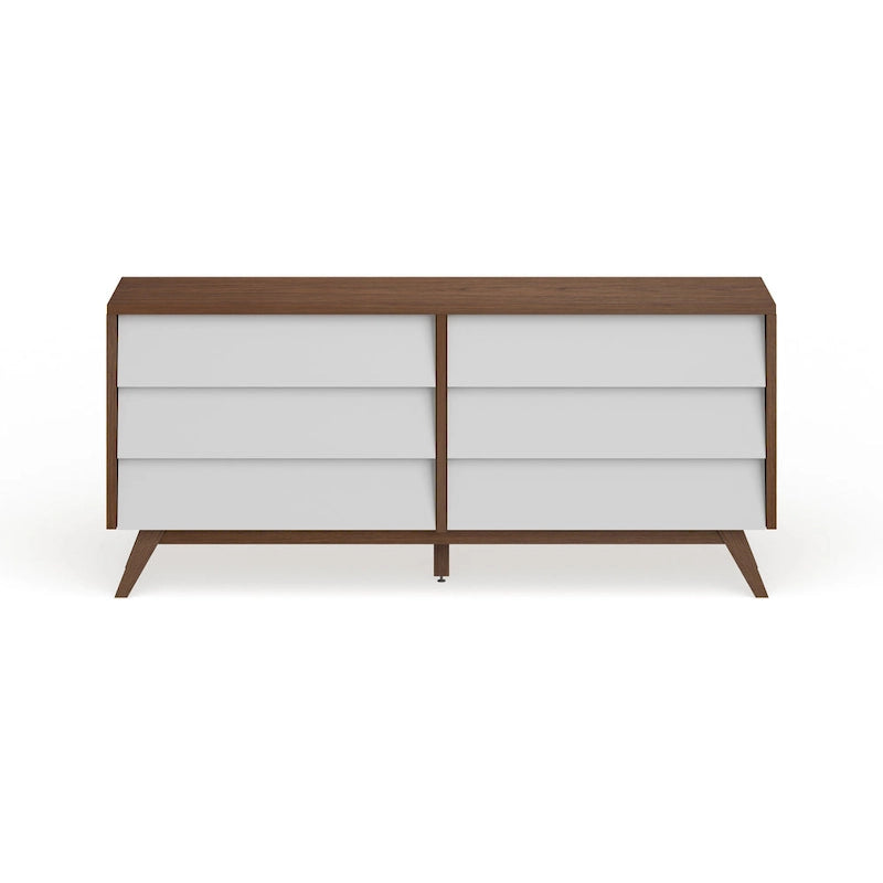 Mid-Century White and Brown Dresser