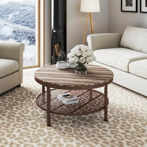 Lotus Home 36 inches Round Coffee Table With Storage - 36*36*18 inches