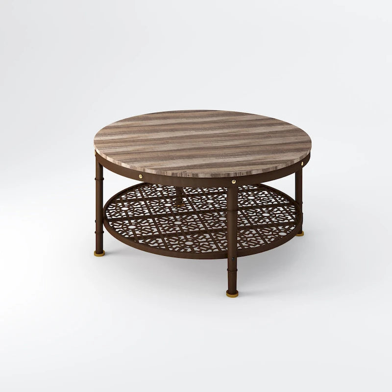 36-Inch Round Coffee Table with Storage