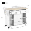 Kitchen Cart with Rubberwood Drop-Leaf Countertop and Sliding Barn Door