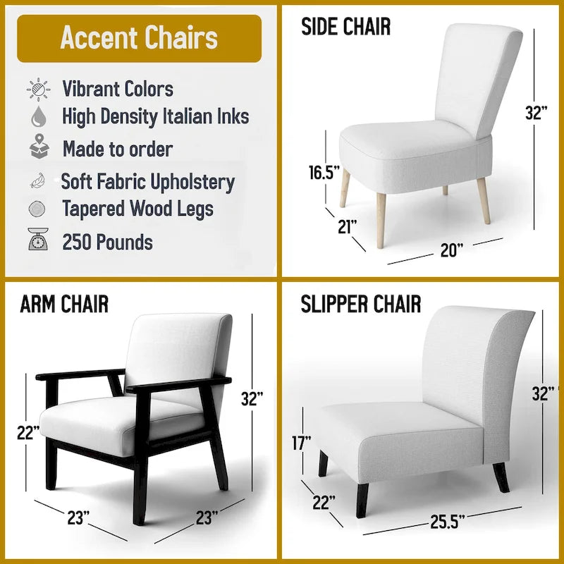Multicolor Upholstered Modern Accent Chair