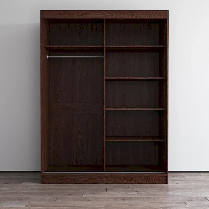 Moderner Kleiderschrank mit Hochglanzoberfläche, 2 Türen und Spiegel
