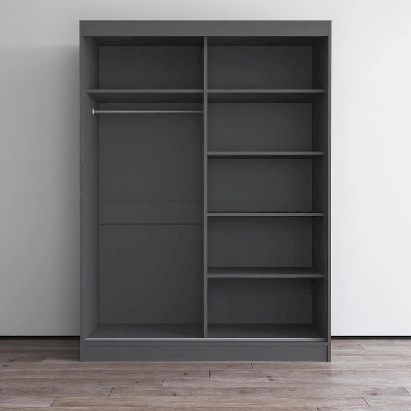 Moderner Kleiderschrank mit Hochglanzoberfläche, 2 Türen und Spiegel