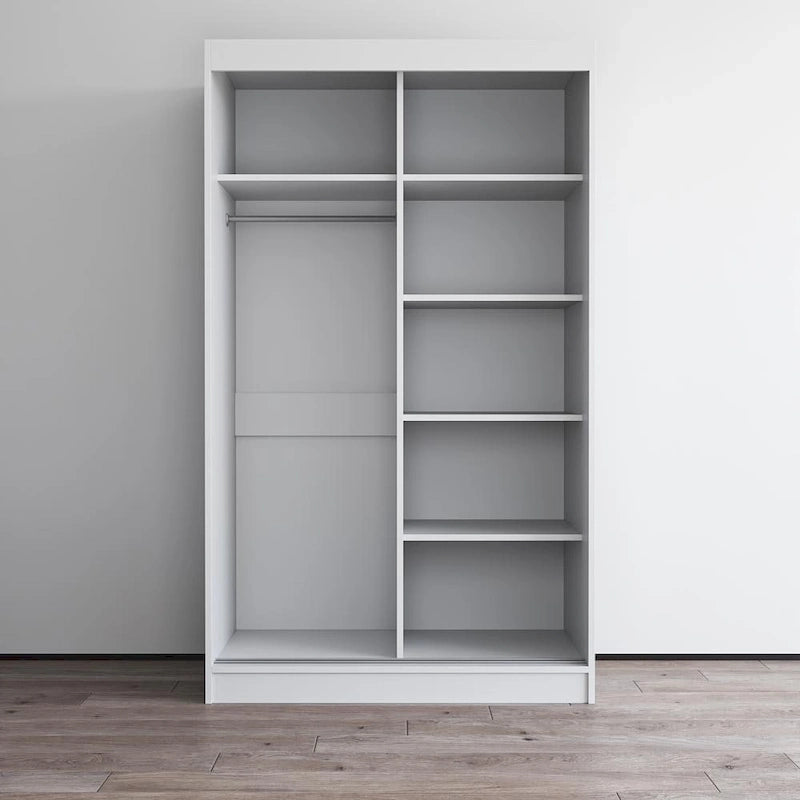 Moderner Kleiderschrank mit Hochglanzoberfläche, 2 Türen und Spiegel