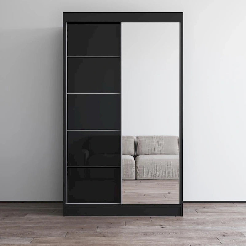 Moderner Kleiderschrank mit Hochglanzoberfläche, 2 Türen und Spiegel