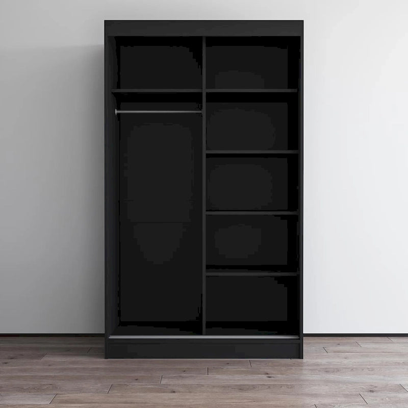 Moderner Kleiderschrank mit Hochglanzoberfläche, 2 Türen und Spiegel