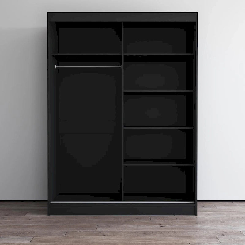 Moderner Kleiderschrank mit Hochglanzoberfläche, 2 Türen und Spiegel