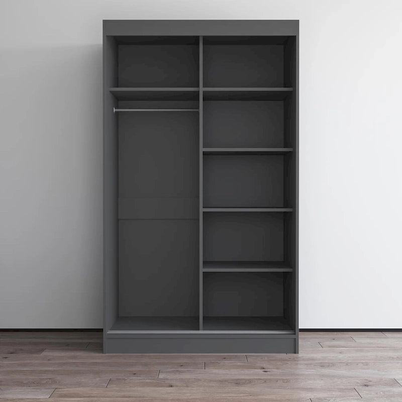 Moderner Kleiderschrank mit Hochglanzoberfläche, 2 Türen und Spiegel